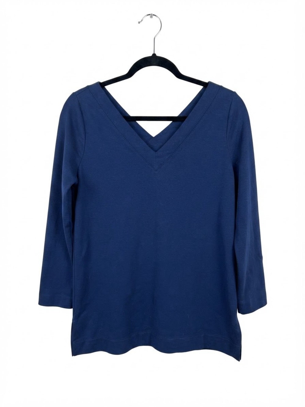 Women's V-Neck Long Sleeve Top in Deep Blue Size 1 - Picture 2 of 10